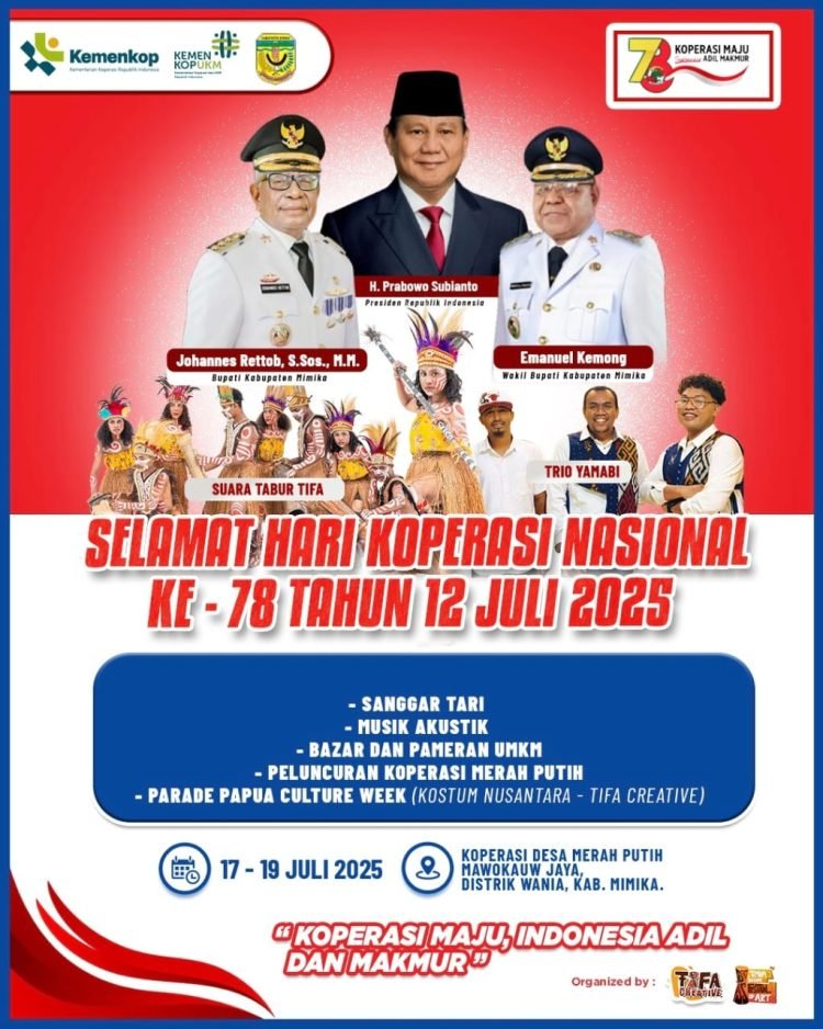 Peringati HUT Koperasi Nasional ke-78, Pemkab Mimika Luncurkan Koperasi Merah Putih